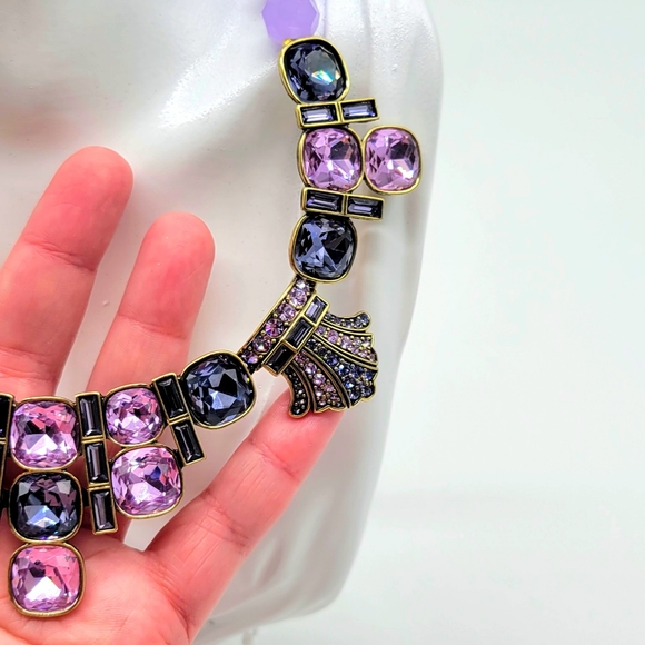 Heidi Daus Cushion Cut Tanzanite Swarovski Crystal Statement Collar Necklace - Picture 7 of 12